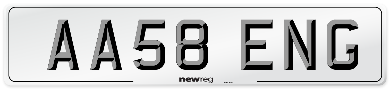 AA58 ENG Number Plate from New Reg